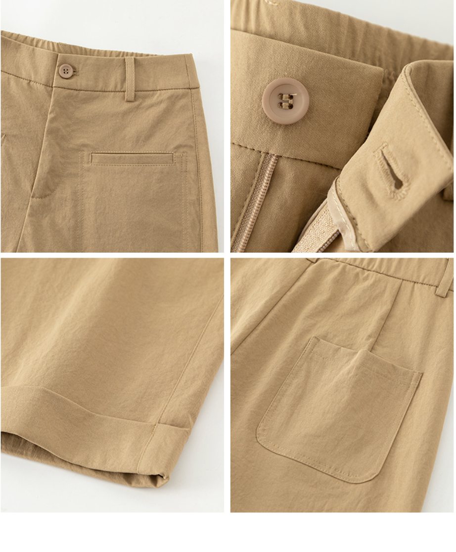 High waisted cropped pants women with rolled cuffs
