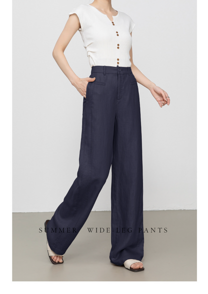 Casual Slacks with high waist summer drape