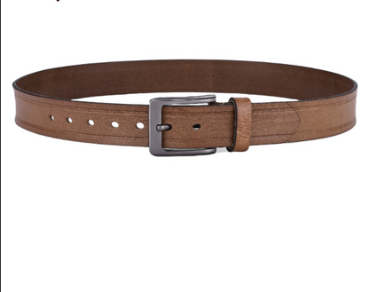 Leather belts for men with brushed buckle detail