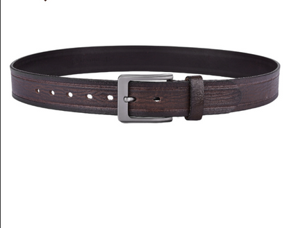 Leather belts for men with brushed buckle detail
