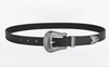 Leather belts for men with carved alloy buckle