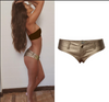 Gold shorts with low rise metallic faux leather fit