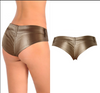 Gold shorts with low rise metallic faux leather fit