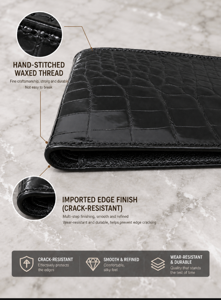 Genuine Crocodile Leather Bifold Wallet