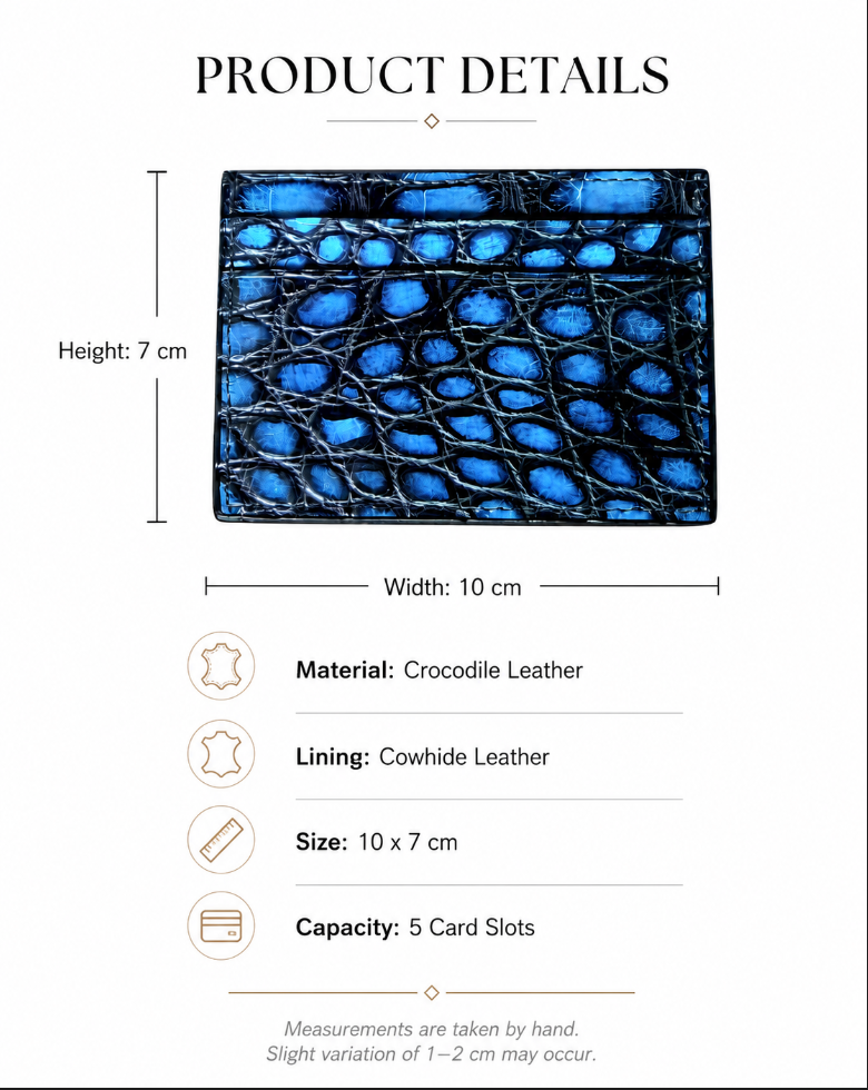 Crocodile Leather Card Holder with Five Card Slots