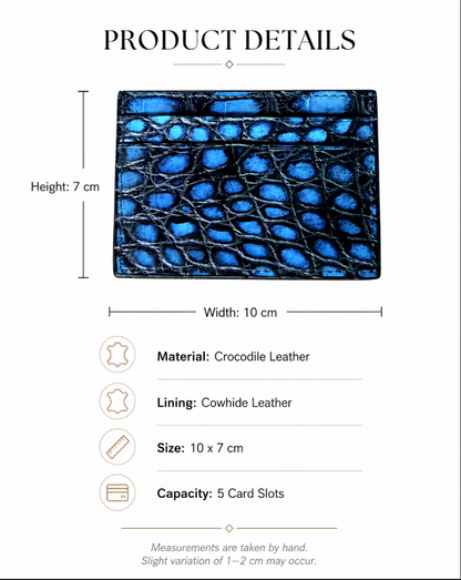 Crocodile Leather Card Holder with Five Card Slots