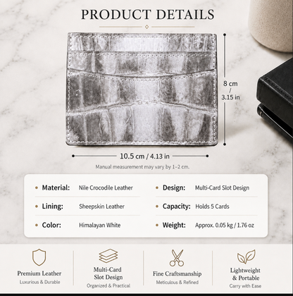 Genuine Crocodile Leather Card Holder for Men