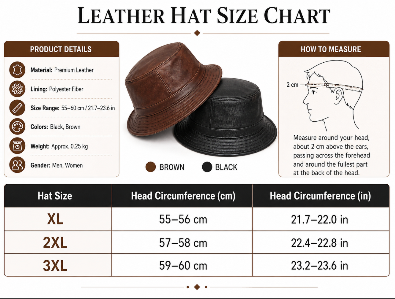 Men's Cowhide Leather Fedora Hat Wide Brim