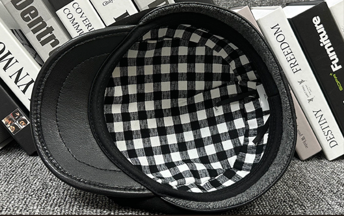 Sheepskin Leather Newsboy Cap British Gatsby Hat