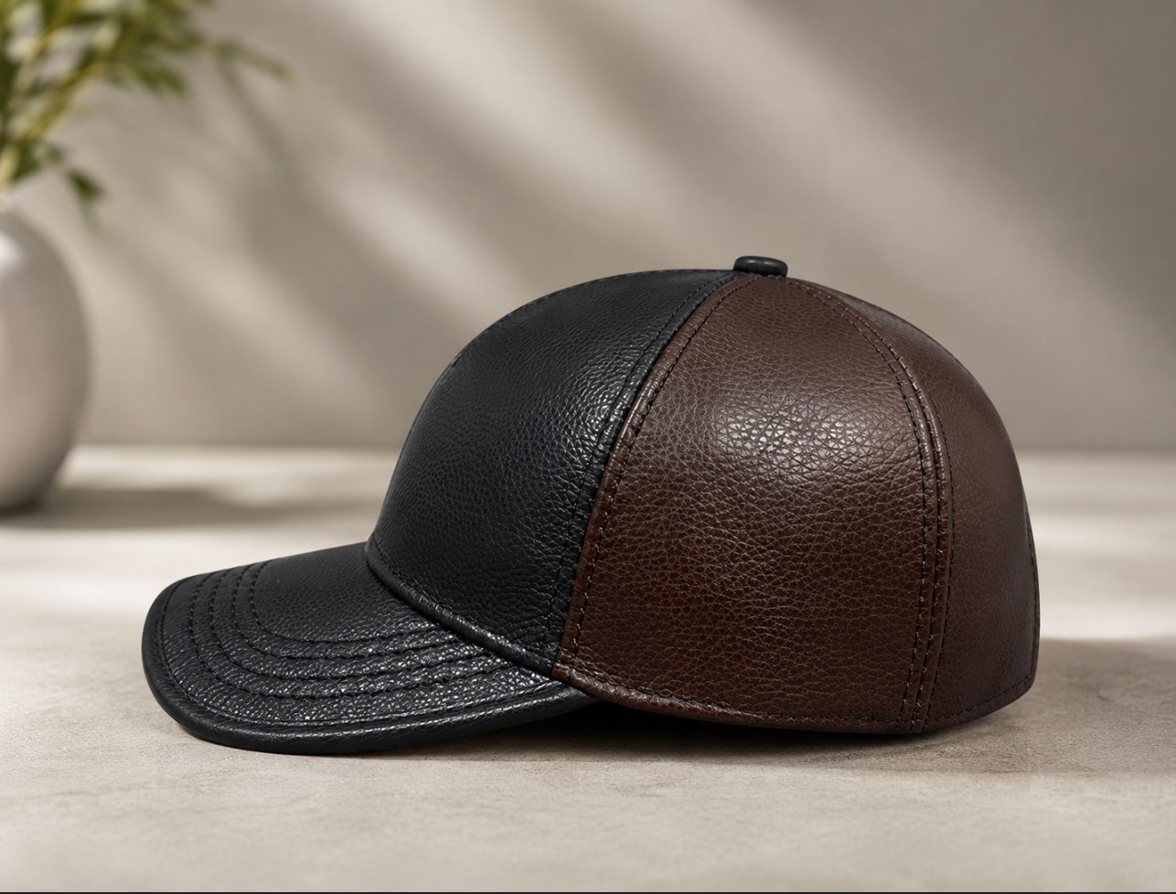 Men’s Cowhide Leather Baseball Cap Adjustable Fit