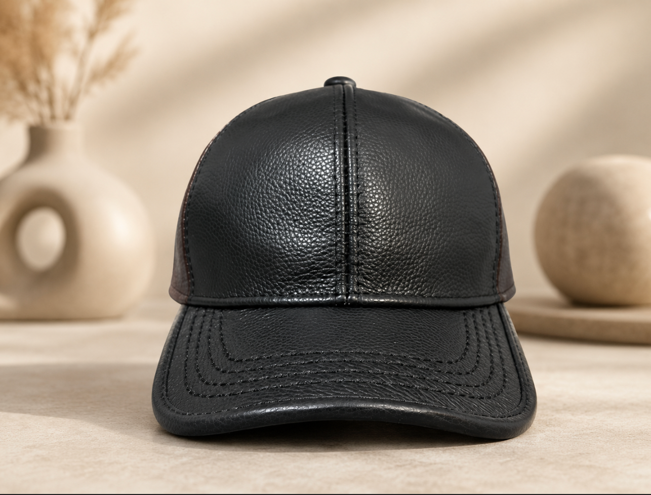 Men’s Cowhide Leather Baseball Cap Adjustable Fit