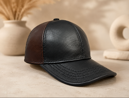 Men’s Cowhide Leather Baseball Cap Adjustable Fit