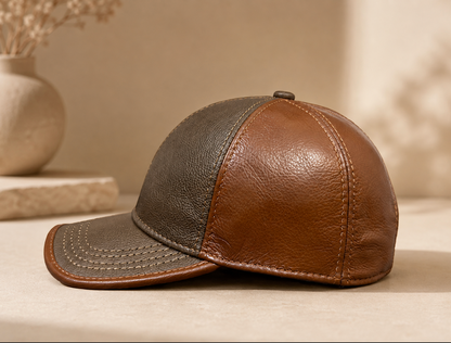Men’s Cowhide Leather Baseball Cap Adjustable Fit