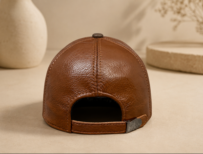 Men’s Cowhide Leather Baseball Cap Adjustable Fit