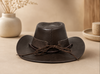 Brown Cowhide Leather Cowboy Hat