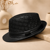 Black Genuine Leather Trilby Hat for Men