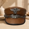 Genuine Cowhide Leather Navy Cap 1 L