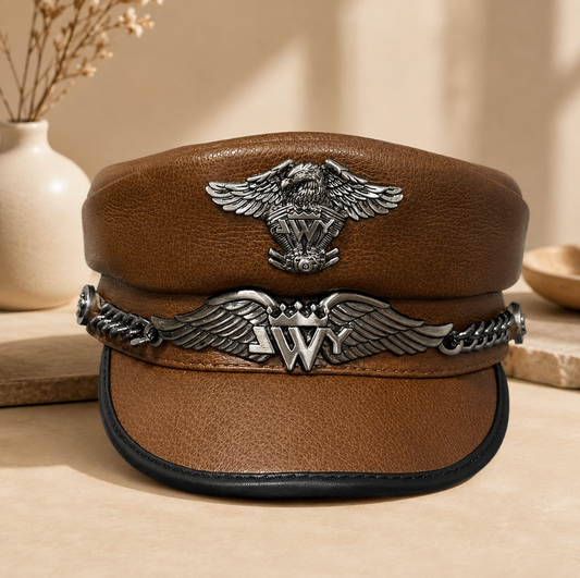 Genuine Cowhide Leather Navy Cap 1 L