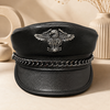 Genuine Cowhide Leather Navy Cap 4 L