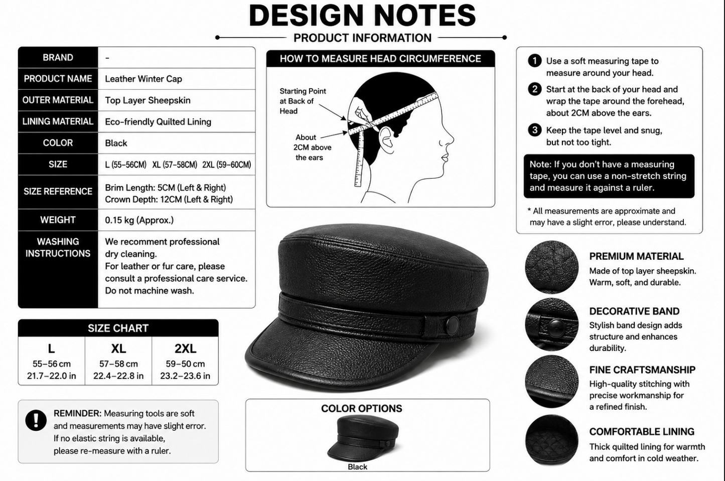 Men’s Genuine Leather Winter Cap with Ear Flaps