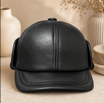 Men’s Genuine Leather Winter Cap with Ear Flaps
