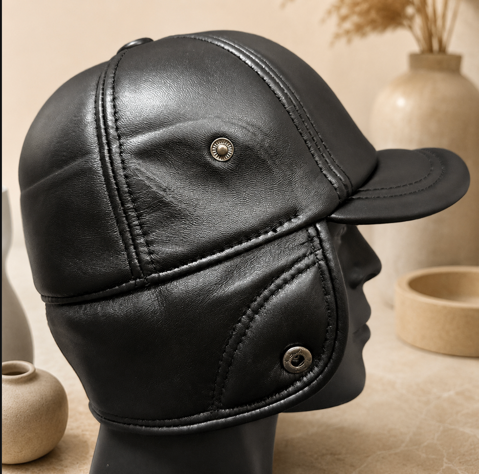 Men’s Genuine Leather Winter Cap with Ear Flaps