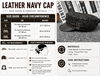 Genuine Leather Navy Cap with Patterned Crown