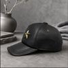 Men’s Genuine Leather Baseball Cap with Five Star Badge