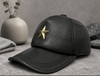 Men’s Genuine Leather Baseball Cap with Five Star Badge