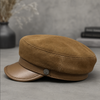 Unisex Suede Sheepskin Leather Newsboy Cap