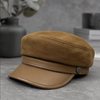 Unisex Suede Sheepskin Leather Newsboy Cap