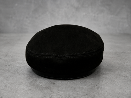 Unisex Suede Sheepskin Leather Newsboy Cap