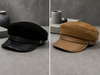 Unisex Suede Sheepskin Leather Newsboy Cap