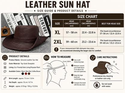Men’s Genuine Leather Fisherman Hat Wide Brim