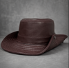 Men’s Genuine Leather Fisherman Hat Wide Brim