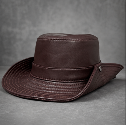 Men’s Genuine Leather Fisherman Hat Wide Brim