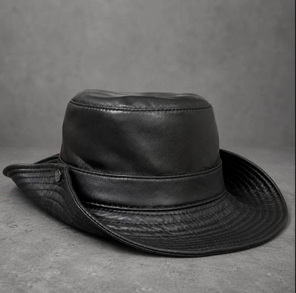 Men’s Genuine Leather Fisherman Hat Wide Brim