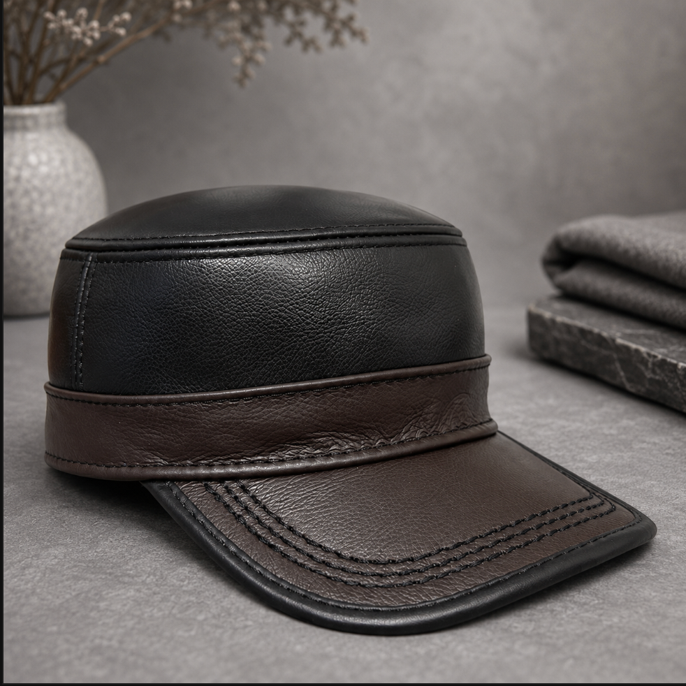 Genuine Leather Flat Top Duckbill Cap