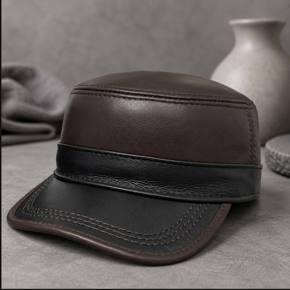 Genuine Leather Flat Top Duckbill Cap