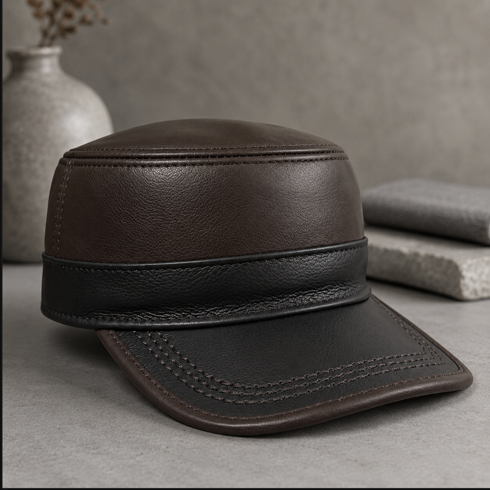 Genuine Leather Flat Top Duckbill Cap
