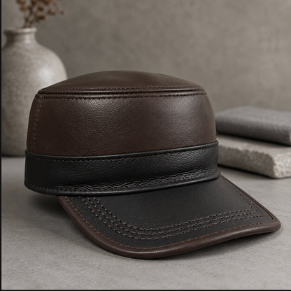 Genuine Leather Flat Top Duckbill Cap