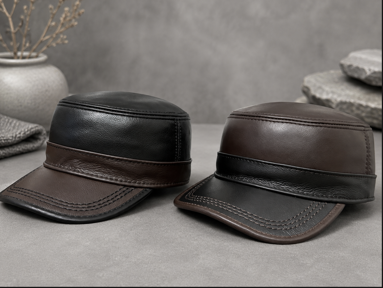 Genuine Leather Flat Top Duckbill Cap