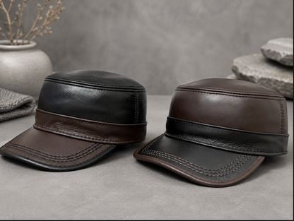 Genuine Leather Flat Top Duckbill Cap