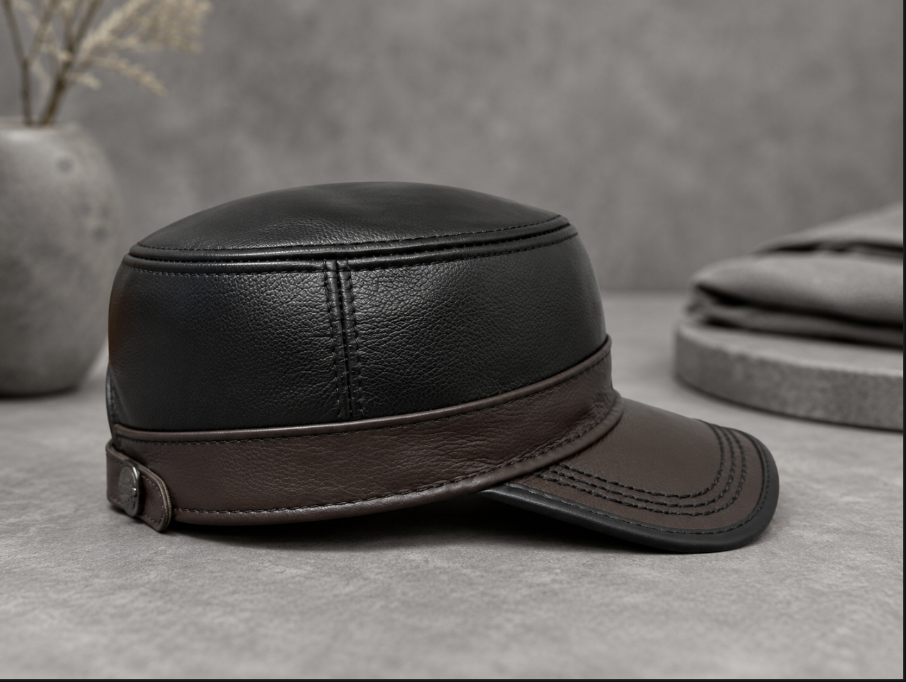 Genuine Leather Flat Top Duckbill Cap