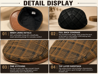 Genuine Leather Duckbill Cap in Printed Suede Sheepskin
