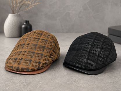 Genuine Leather Duckbill Cap in Printed Suede Sheepskin