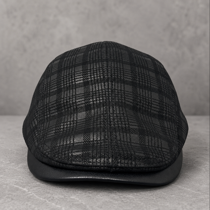 Genuine Leather Duckbill Cap in Printed Suede Sheepskin