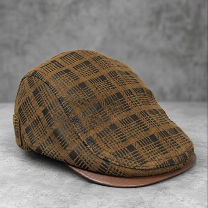 Genuine Leather Duckbill Cap in Printed Suede Sheepskin