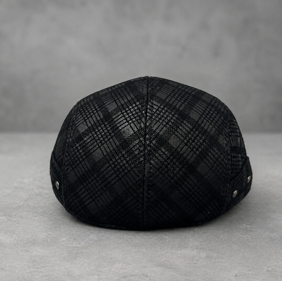 Genuine Leather Duckbill Cap in Printed Suede Sheepskin