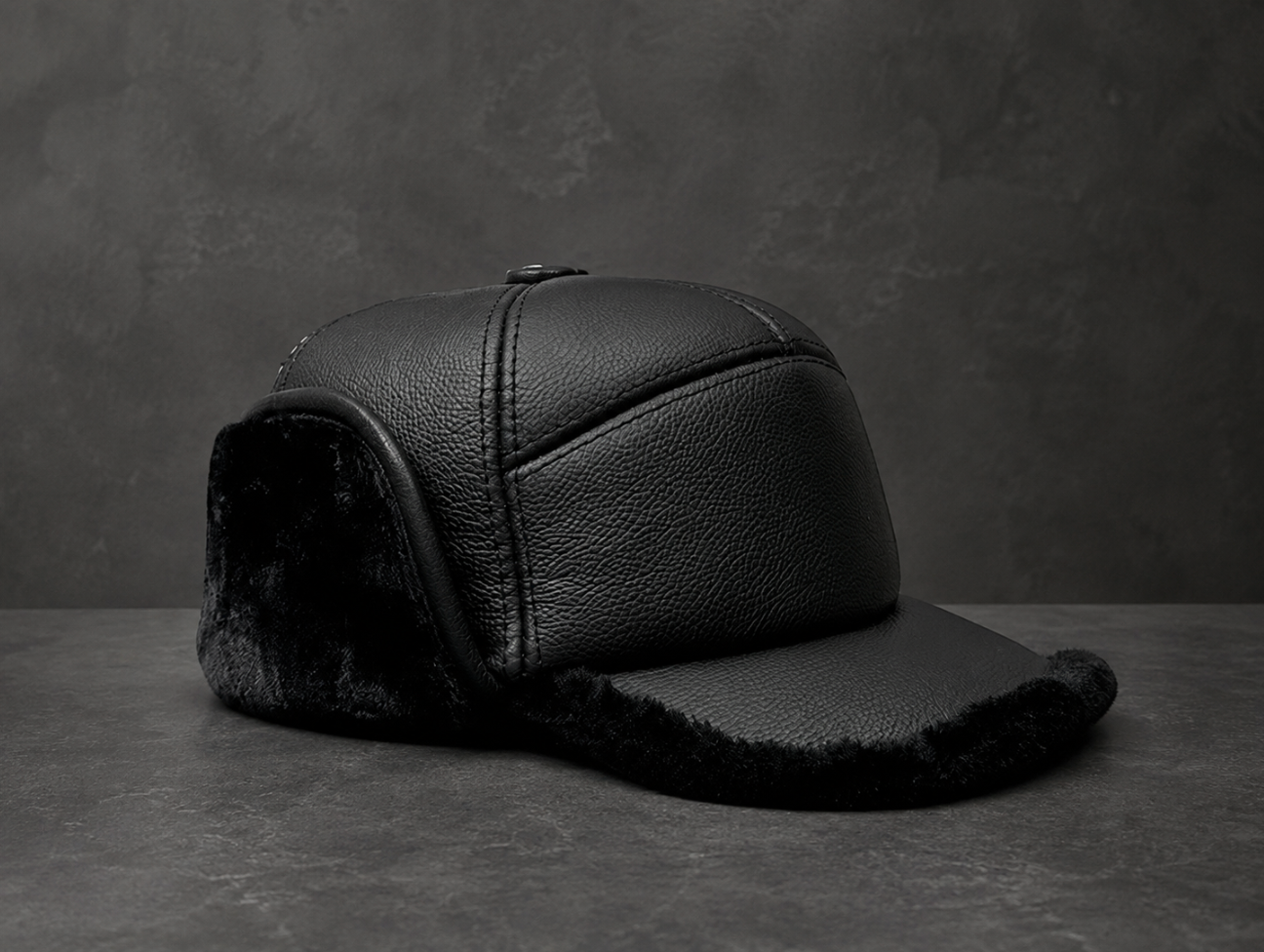 Men’s Genuine Leather Winter Cap with Ear Flaps